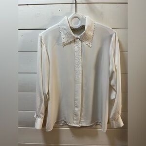 TRANSIT ROMANTIQUE Off-White Embroidered Blouse Size L (Estimated)